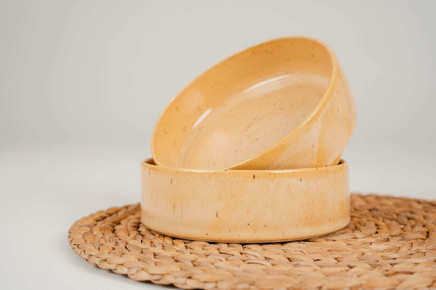 Yellow ceramic bowl for animals